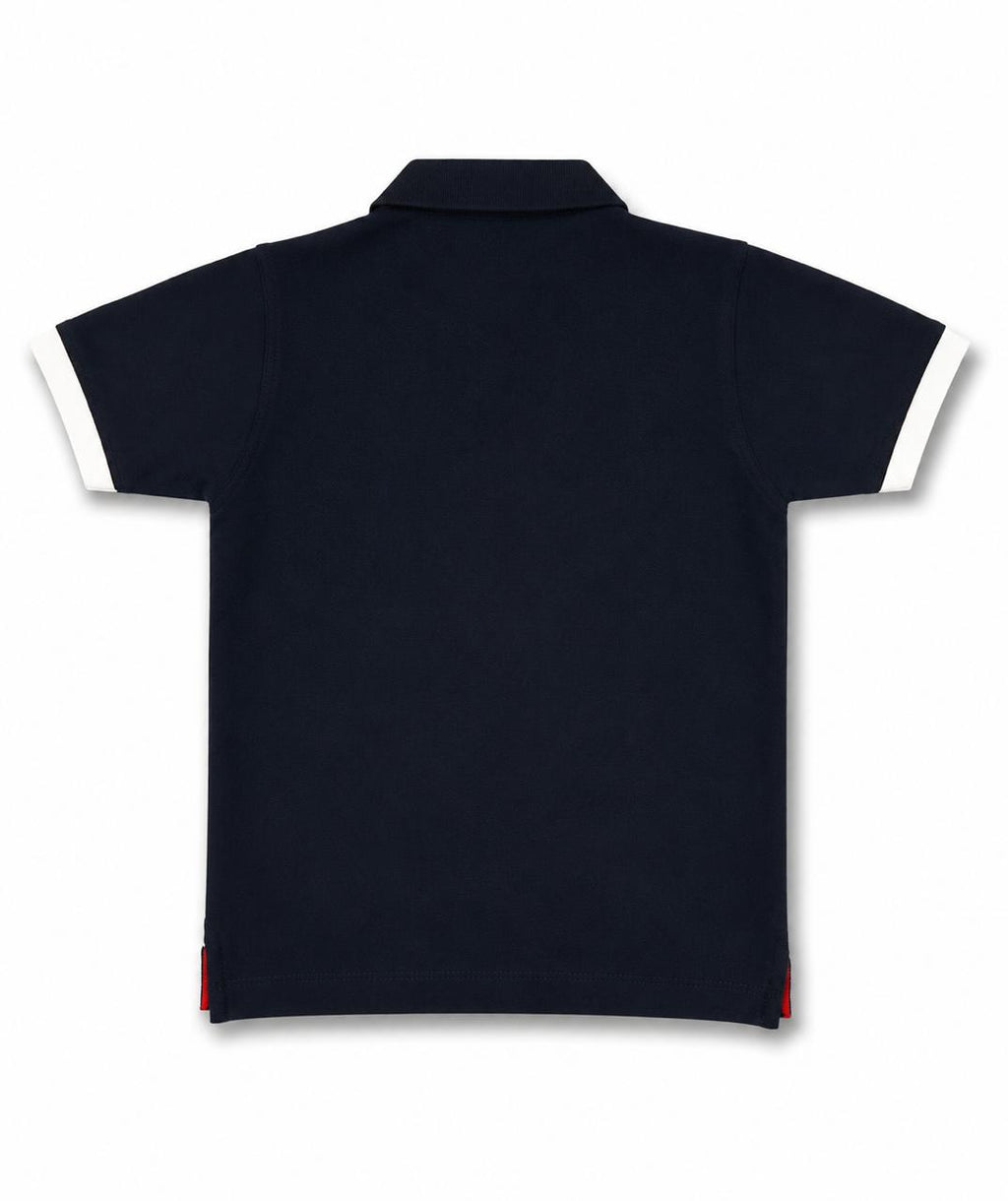 Wht-Nvy Zip Polo