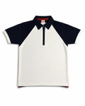 Wht-Nvy Zip Polo